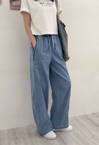 潮流時尚鬆緊綁帶彎刀寬褲9