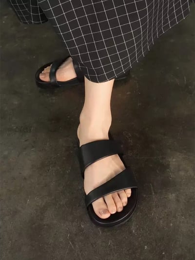 質感真皮雙帶涼拖鞋11