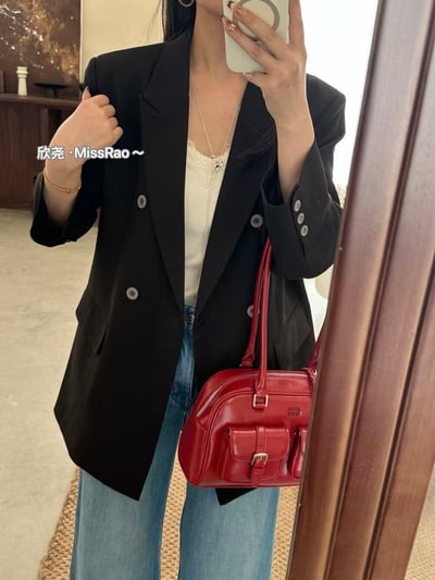 早春奶油黃氣質雙排釦西裝外套6