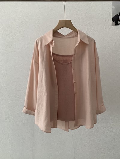 春日柔霧後開釦設計感防曬襯衫兩件套22