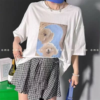 療癒系雙狗印花寬鬆T4