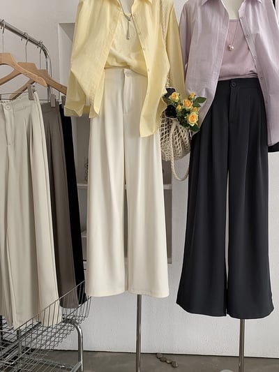 韓系復古單釦壓摺西裝寬褲1