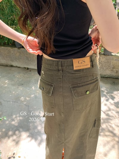 美式酷感工裝口袋長裙14