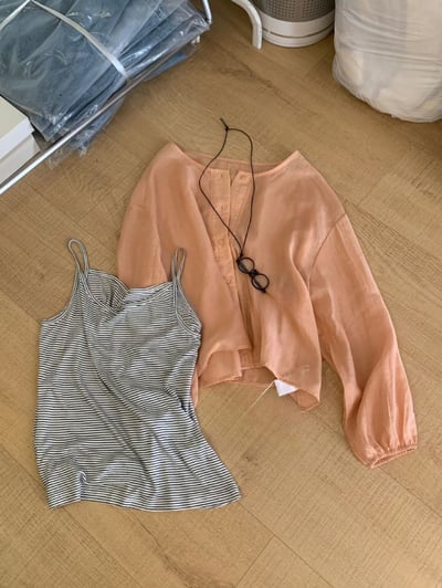 清新感條紋背心防曬兩件套✨11