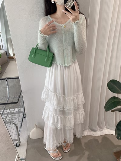 溫柔薄針織木耳邊防曬外套12