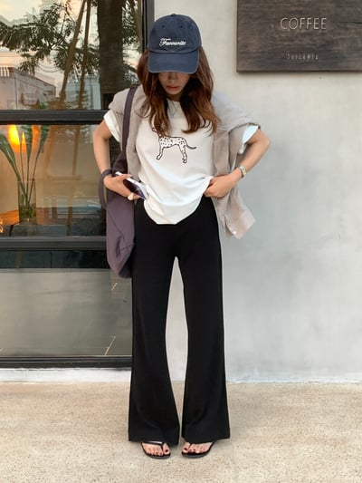 檸檬家#可愛斑點小狗印花寬鬆T恤4