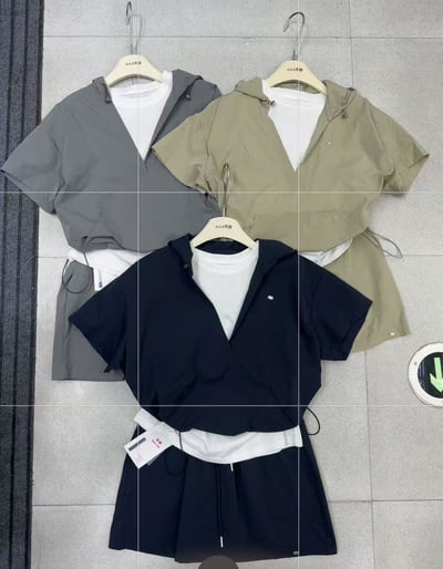 個性小標連帽三件式短褲套裝10