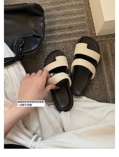 輕奢百搭套趾真皮平底涼拖鞋3