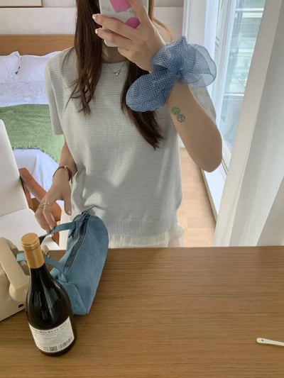 細條紋質感針織短袖上衣｜溫柔百搭日常款3