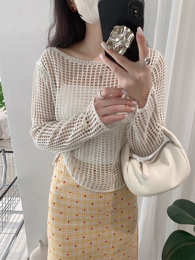 慵懶鏤空針織防曬罩衫＋細肩帶美背小可愛13