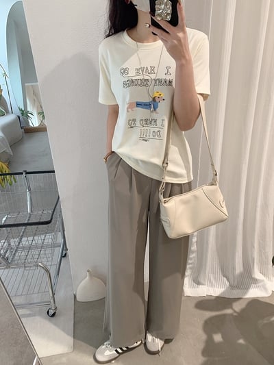 韓系復古單釦壓摺西裝寬褲13