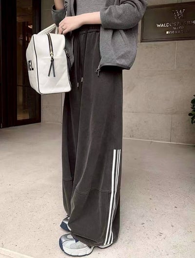 美式側條線顯瘦垂墜感寬鬆運動長褲18
