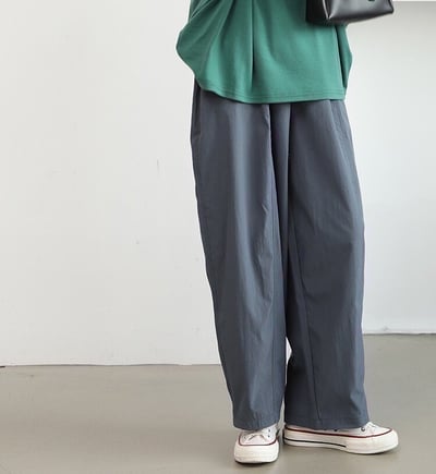 日系鬆緊寬版垂墜休閒褲｜顯瘦直落感百搭5