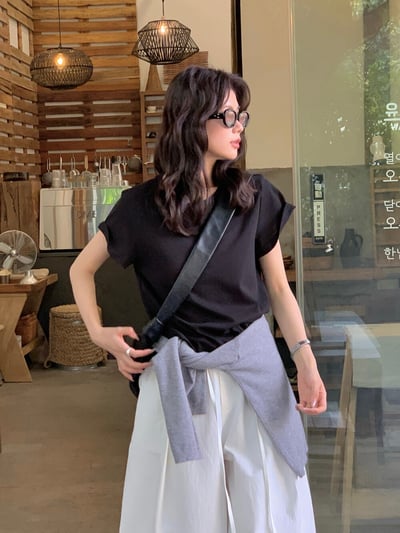 檸檬家#人手三件.日常百搭純色短袖T恤19