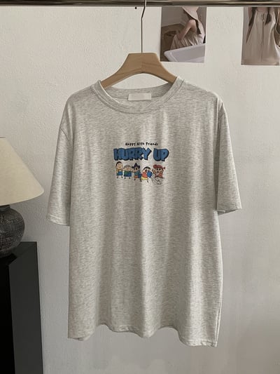 小新家族童趣卡通印花寬鬆T恤7