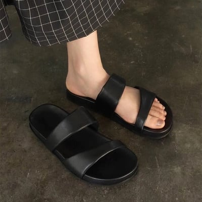 質感真皮雙帶涼拖鞋9
