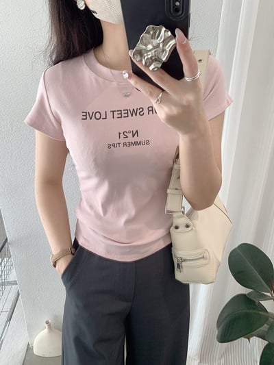 甜感修身字母短版T12