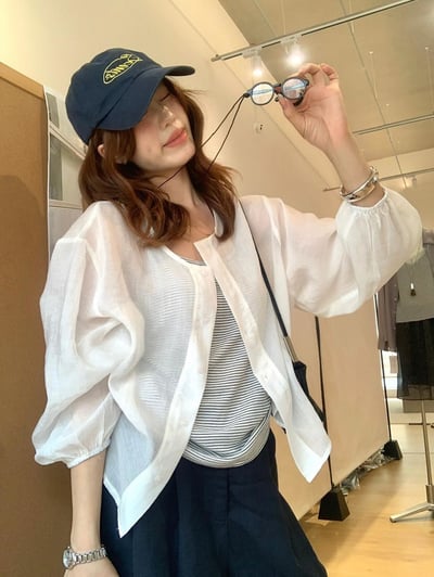 清新感條紋背心防曬兩件套✨2