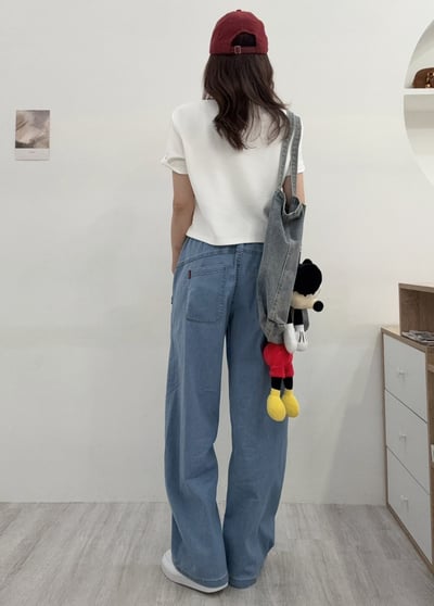 潮流時尚鬆緊綁帶彎刀寬褲8