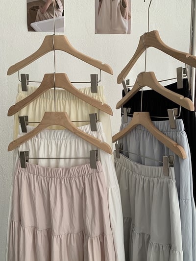 法式蕾絲拼接鬆緊腰長裙8