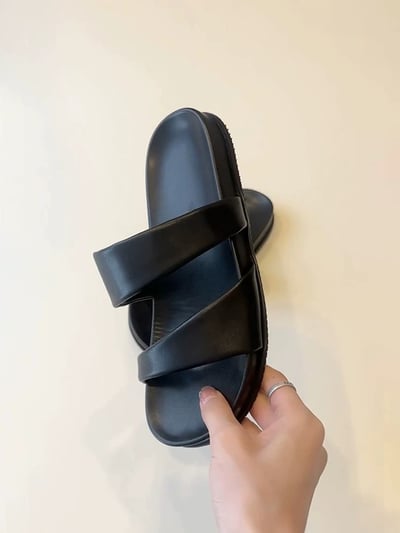 質感真皮雙帶涼拖鞋6