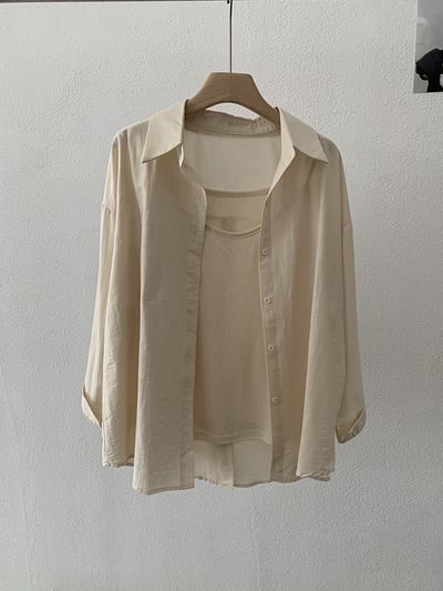 春日柔霧後開釦設計感防曬襯衫兩件套24