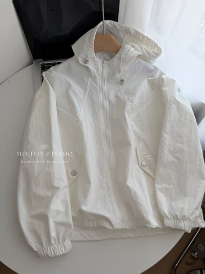 輕薄防曬抽繩連帽外套｜速乾透氣・慵懶寬版必備12