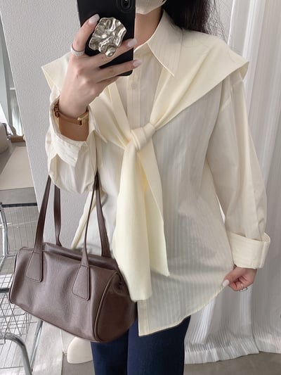法式溫柔感線條襯衫+披肩14