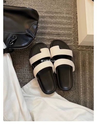 輕奢百搭套趾真皮平底涼拖鞋6