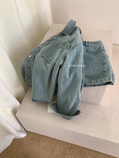 檸檬家～復古水洗牛仔外套＋高腰顯瘦牛仔短褲套裝11