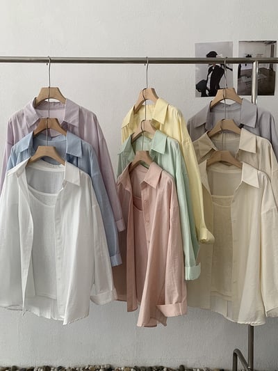 春日柔霧後開釦設計感防曬襯衫兩件套5