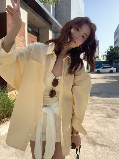 檸檬家#慵懶肌理感透氣襯衫15