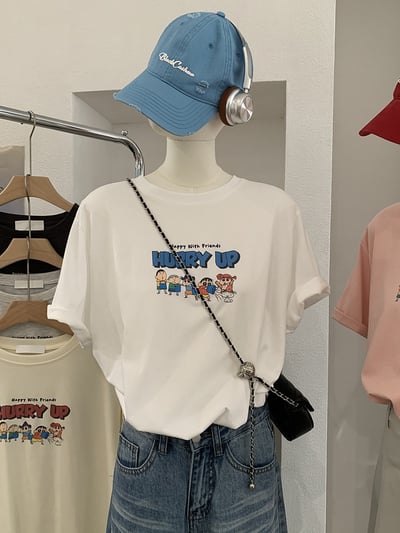 小新家族童趣卡通印花寬鬆T恤2