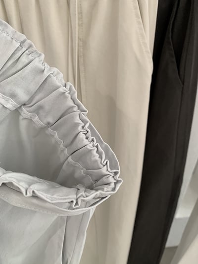 鬆緊腰綁帶垂感彎刀寬褲14