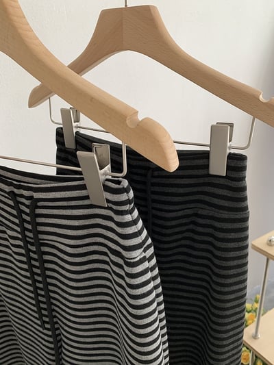 慵懶感撞色條紋垂感寬褲7