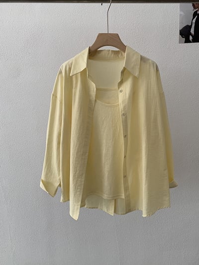 春日柔霧後開釦設計感防曬襯衫兩件套21