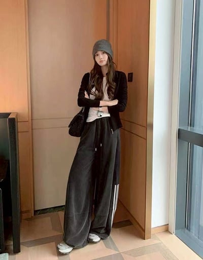 美式側條線顯瘦垂墜感寬鬆運動長褲11