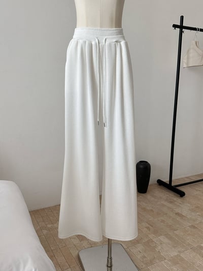 斜肩微露鎖骨針高腰垂墜寬褲兩件組12