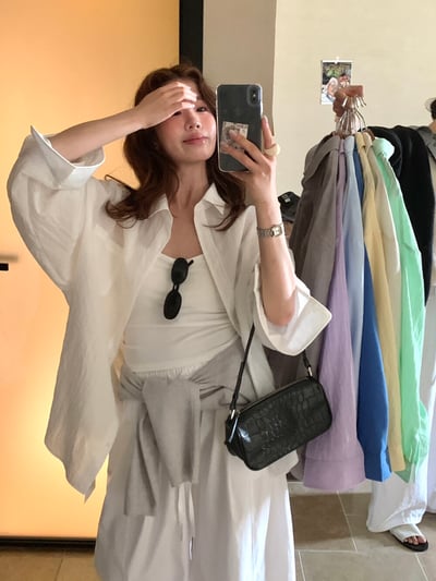 檸檬家#慵懶肌理感透氣襯衫7