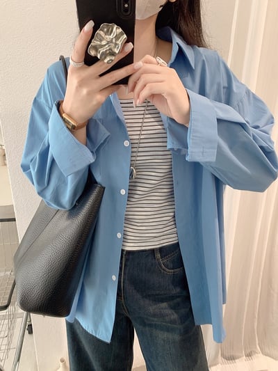 刺繡字母條紋襯衫+背心10