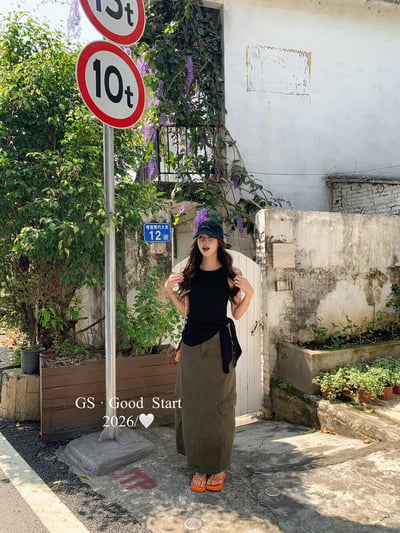 美式酷感工裝口袋長裙3