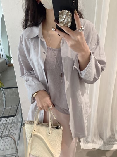 春日柔霧後開釦設計感防曬襯衫兩件套17