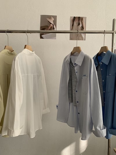 刺繡字母條紋襯衫+背心16