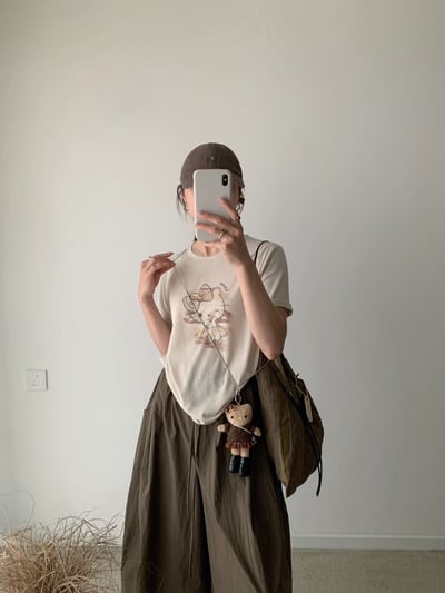 復古塗鴉Kitty印花短TEE+娃娃項鍊3
