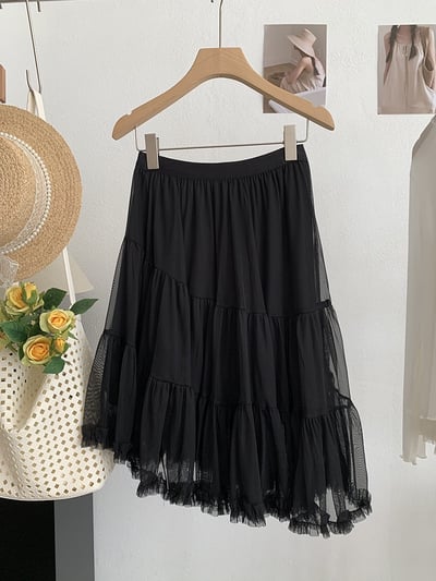 甜美不規則蛋糕網紗飄逸短裙13