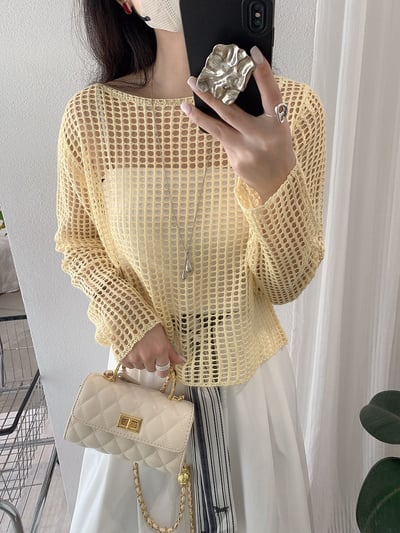 慵懶鏤空針織防曬罩衫＋細肩帶美背小可愛17