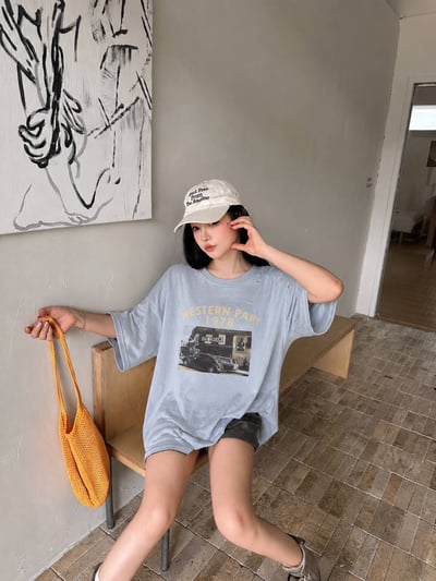 復古街景印花寬鬆TEE5