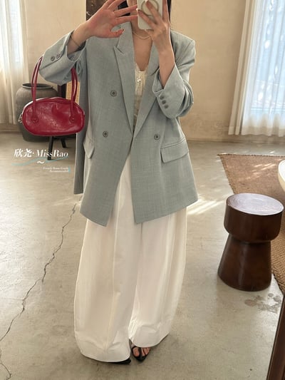 早春奶油黃氣質雙排釦西裝外套4