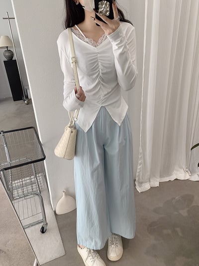 春日空氣感垂墜寬褲｜高腰顯瘦・輕柔飄逸感17