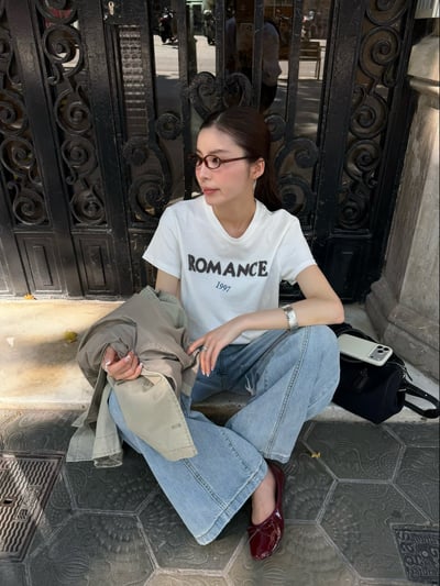 Kahlo｜ROMANCE復古字母顯瘦短T2